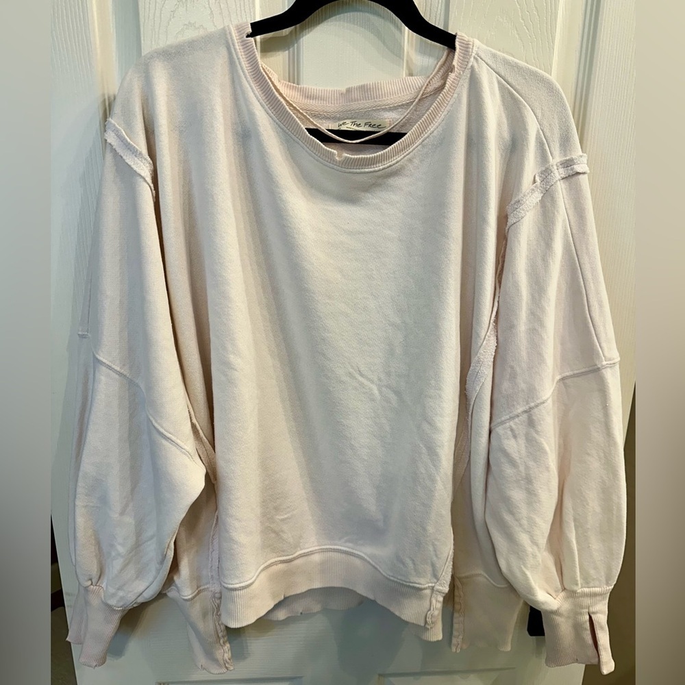 Free People We The Free Women's Pale Pink Camden Crew Neck Sweatshirt Size S